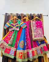 Digital Print Mirror Work Navratri Lehenga Set - Multicolour