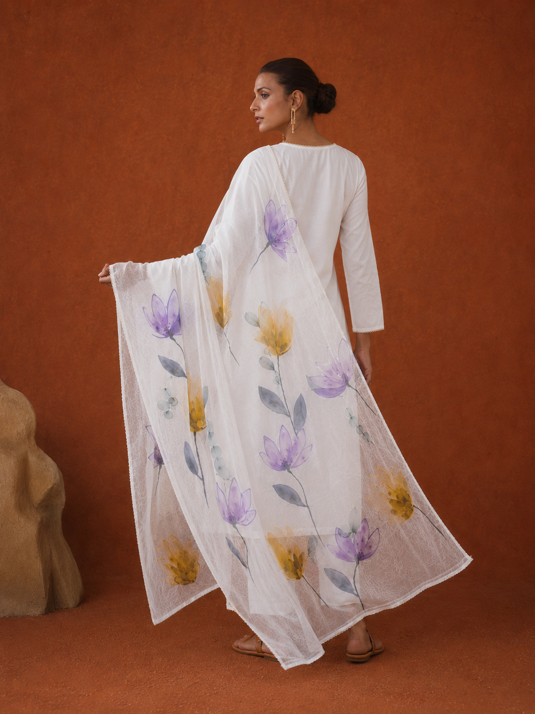 White Mul Linen Suit 3 Piece