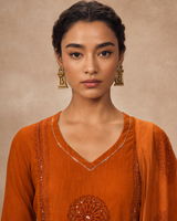Orange Pure Cotton Suit 3 Piece