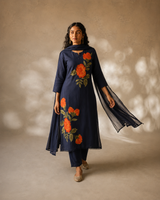 Navy Blue Pure Cotton Suit 3 Piece