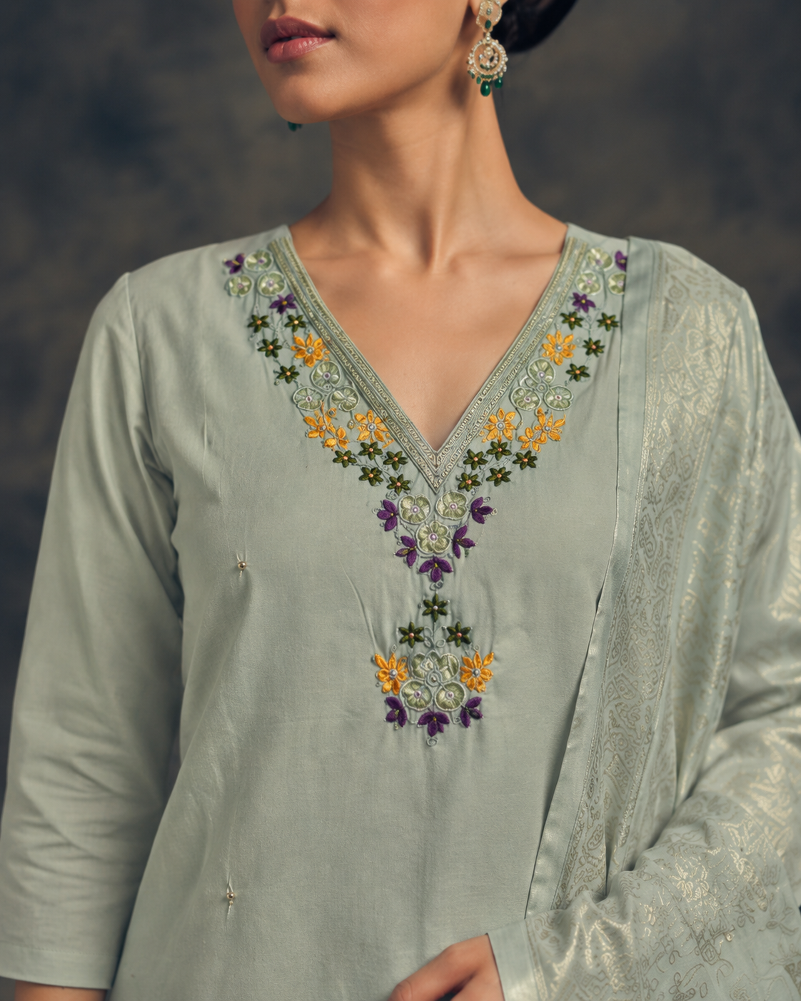 Sea Green Premium Roman Silk Suit 3 Piece