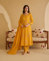 Mustard Yellow Pure Cotton Suit 3 Piece