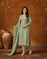 Sage Green Malay Glass Texture Suit 3 Piece