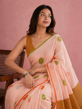 Peach Premium Cotton Saree