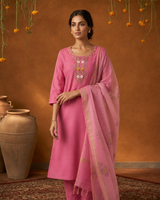 Light Pink Premium Mul Chanderi Suit 3 Piece