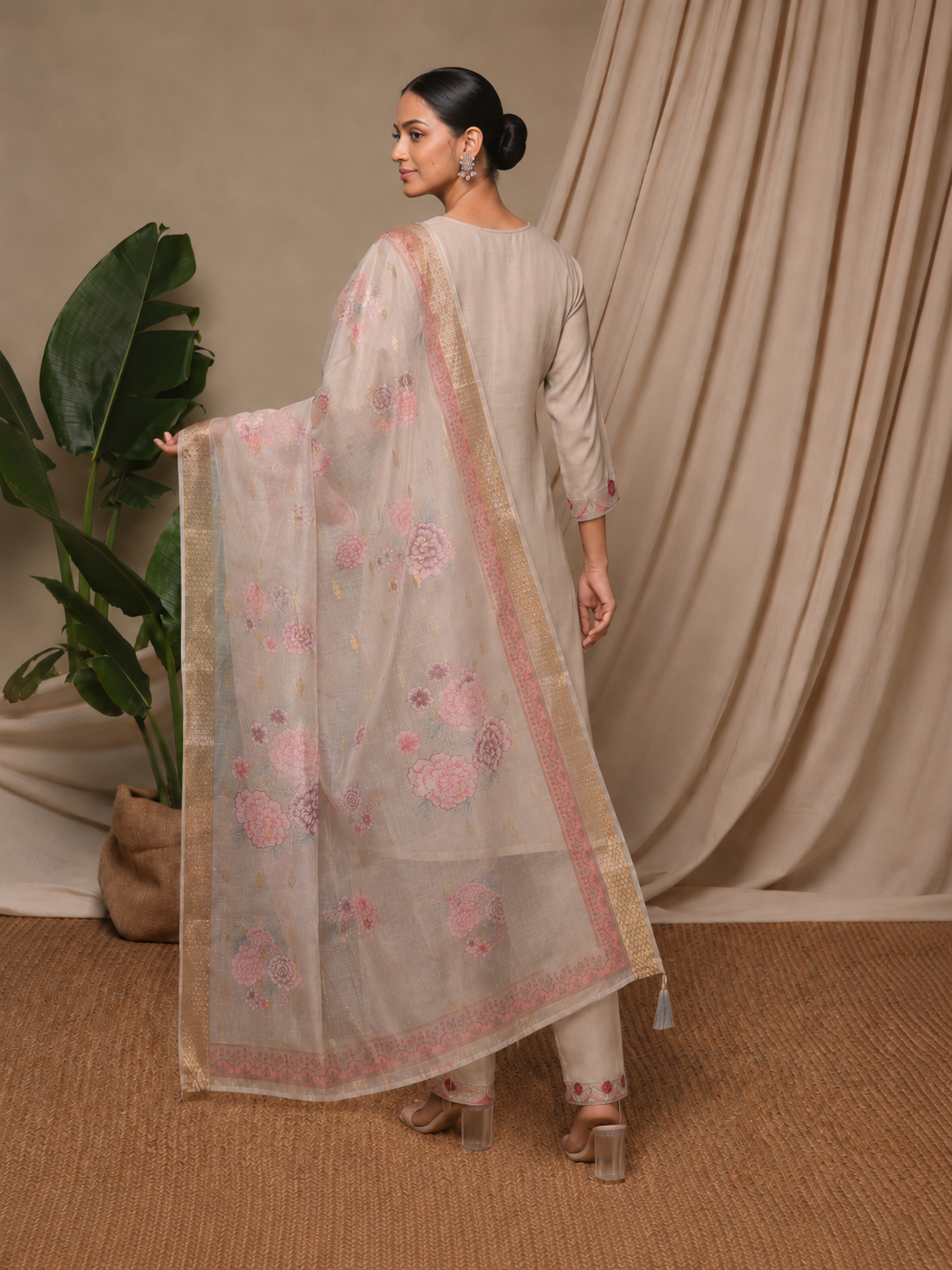Cement Premium Roman Silk Suit 3 Piece