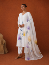 White Mul Linen Suit 3 Piece