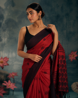 Black and Red Cotton Saree