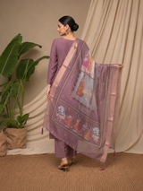 Wine Premium Roman Silk Suit 3 Piece
