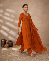 Orange Pure Cotton Suit 3 Piece