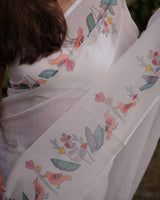 White Premium Cotton Linen Saree