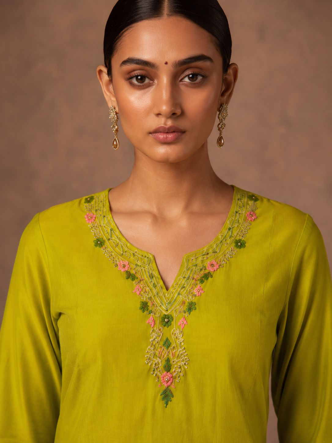Parrot Green Premium Roman Silk Suit 3 Piece