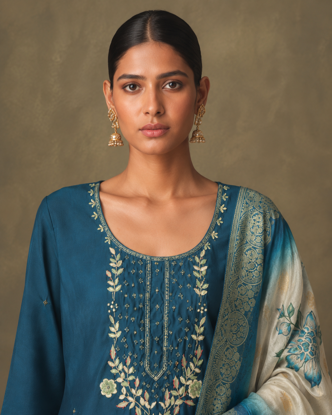 Morpich Green Premium Roman Silk Suit 3 Piece