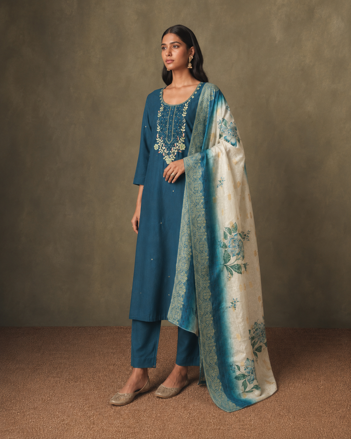 Morpich Green Premium Roman Silk Suit 3 Piece