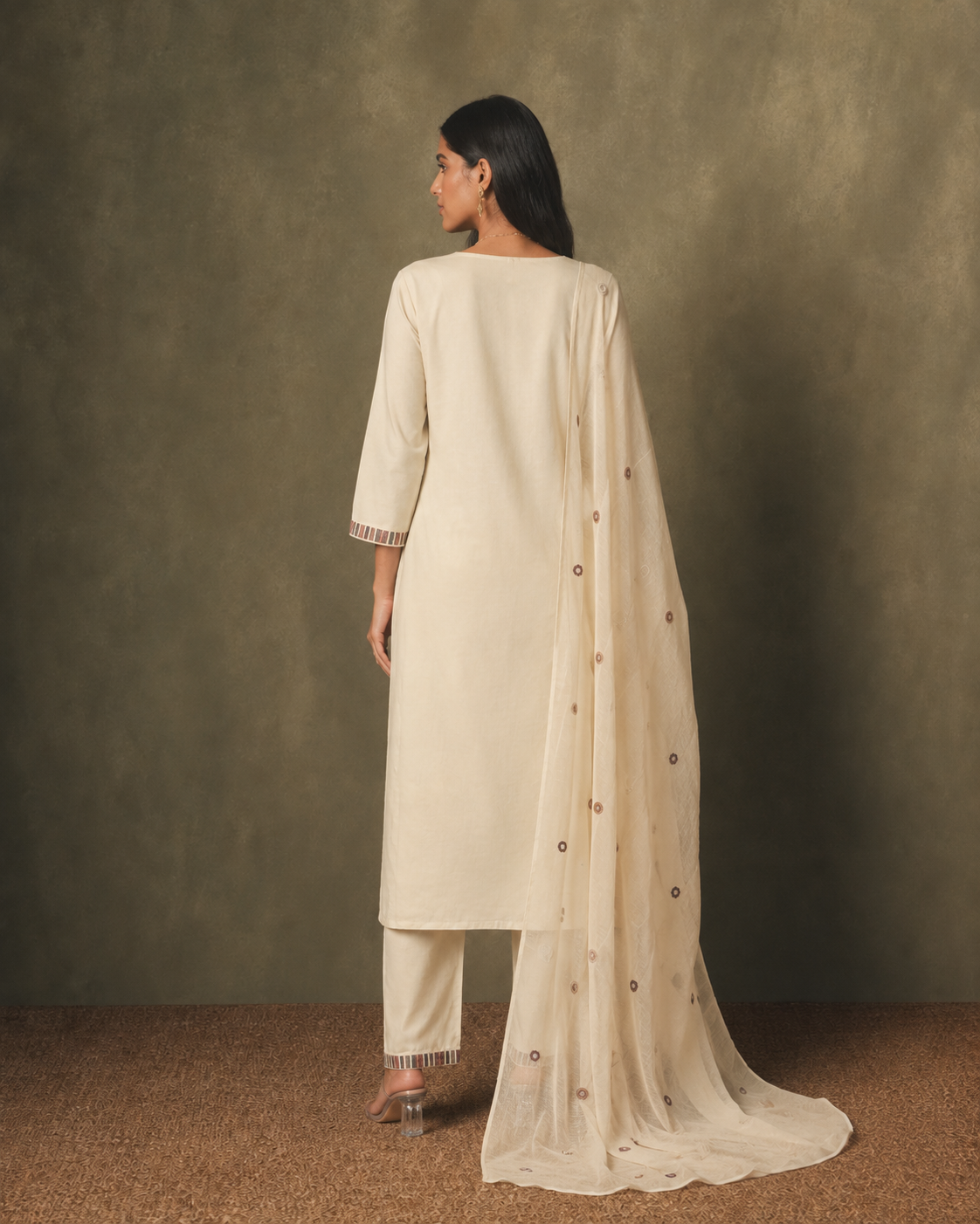 Cream Pure Cotton Suit 3 Piece