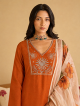 Light Rust Premium Roman Silk Suit 3 Piece