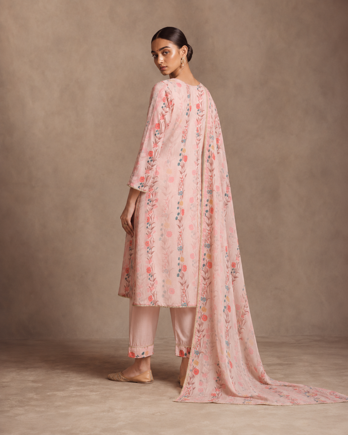 Blush Pink Pure Shifli Linen Cotton Suit 3 Piece