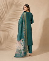 Teal Green Premium Roman Silk Suit 3 Piece