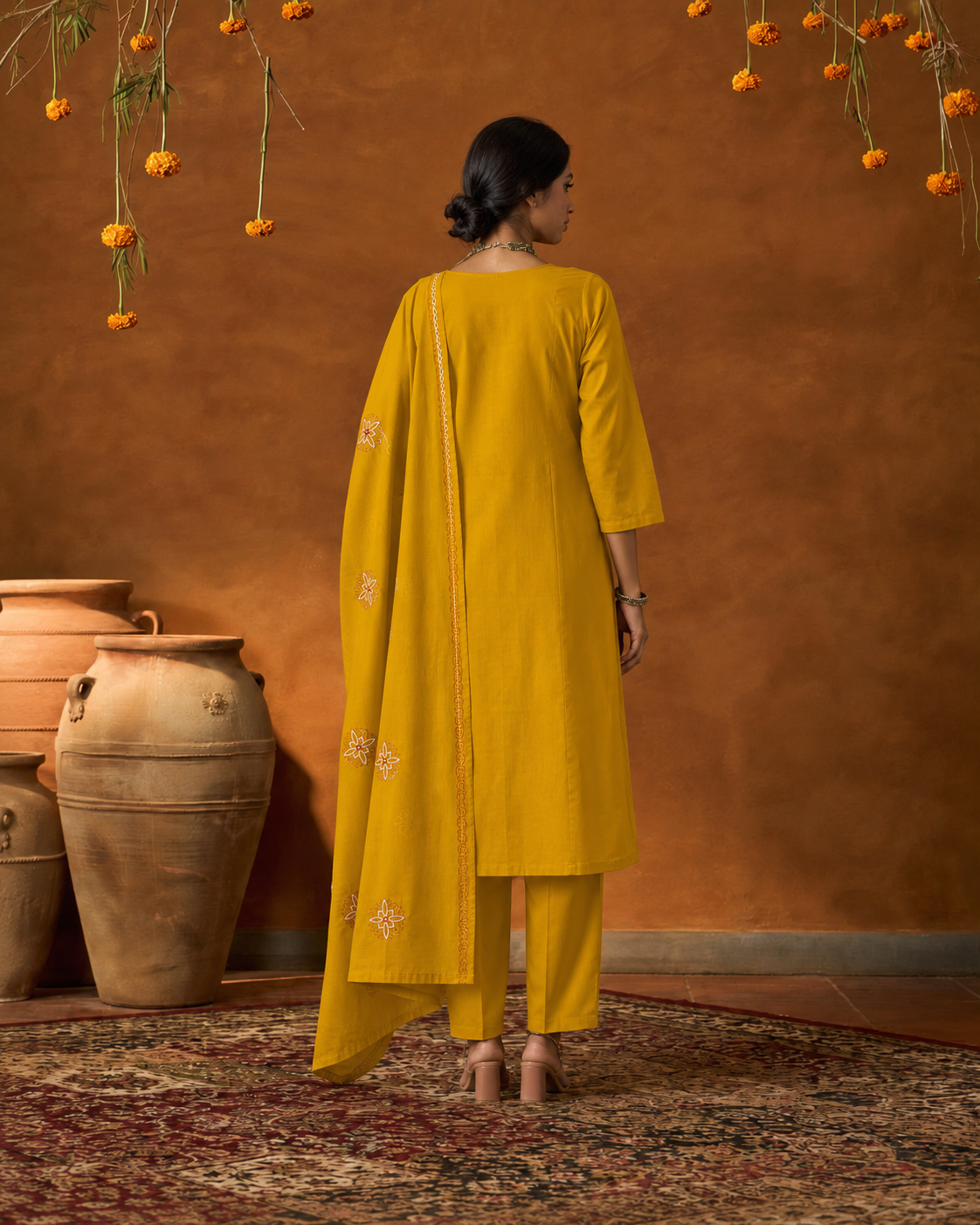 Mustard Yellow Pure Cotton Suit 3 Piece