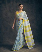 With Yellow Premium Linen Cotton Saree