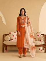 Light Rust Premium Roman Silk Suit 3 Piece