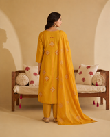 Mustard Yellow Pure Cotton Suit 3 Piece