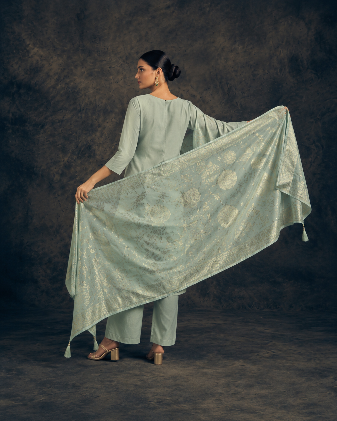 Sea Green Premium Roman Silk Suit 3 Piece