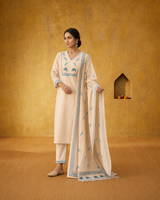 Cream 100% Pure Khadi Cotton Suit 3 Piece