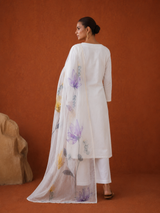 White Mul Linen Suit 3 Piece
