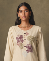 Cream Pure Cotton Suit 3 Piece