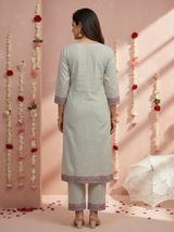 Powder Blue Mul Cotton Suit 3 Piece