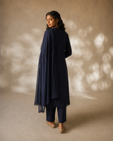 Navy Blue Pure Cotton Suit 3 Piece