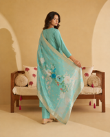 Sea Green Premium Roman Silk Suit 3 Piece