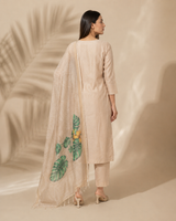 Cream Premium Mul Chanderi Suit 3 Piece