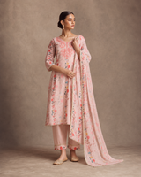 Blush Pink Pure Shifli Linen Cotton Suit 3 Piece
