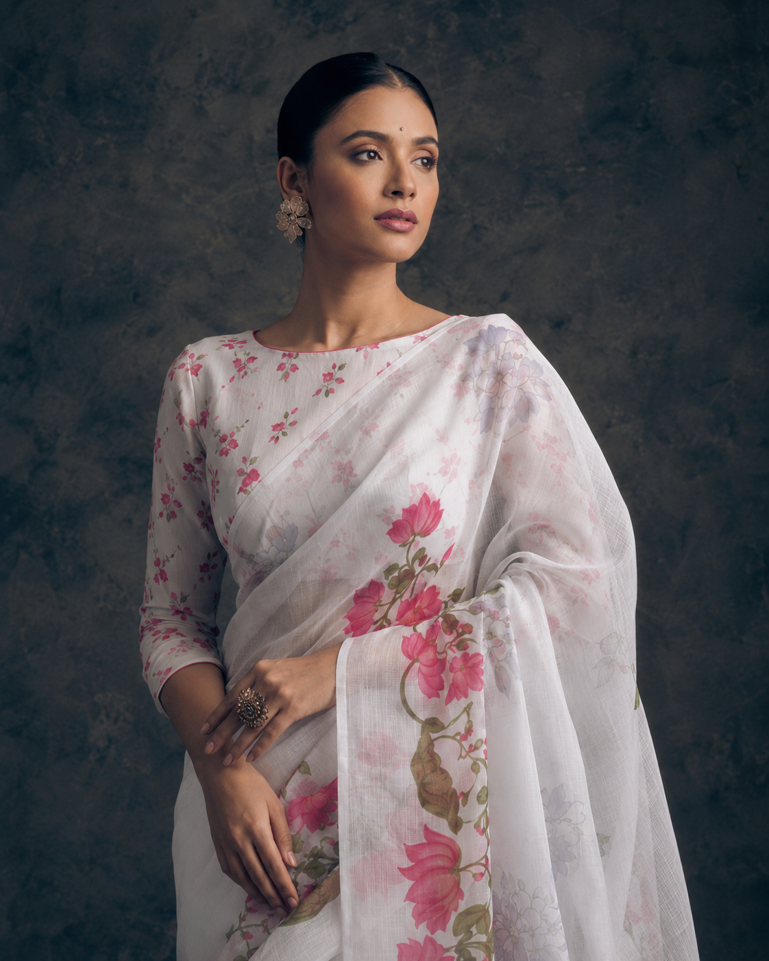 White Premium Cotton Saree