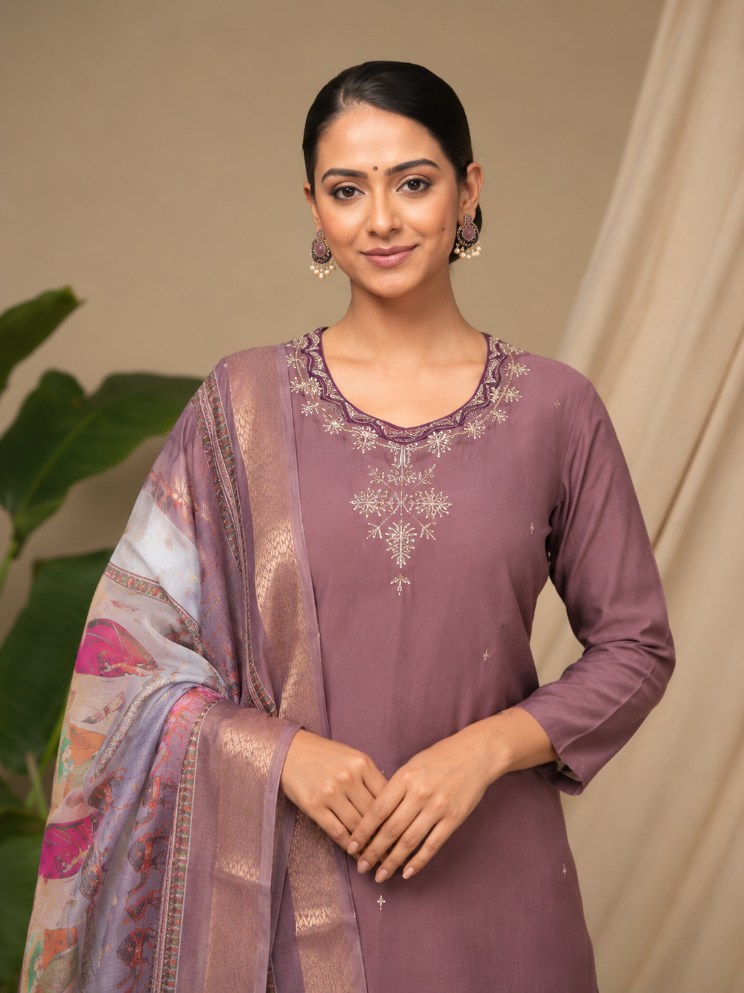 Wine Premium Roman Silk Suit 3 Piece