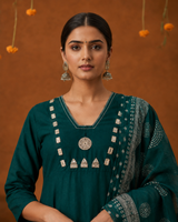 Morpich Green Pure Cotton Suit 3 Piece