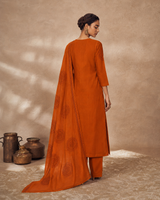 Orange Pure Cotton Suit 3 Piece