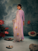 Lavender Premium Mul Chanderi Suit 3 Piece