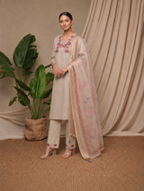 Cement Premium Roman Silk Suit 3 Piece