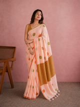 Peach Premium Cotton Saree