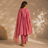 Pink Pure Banarasi Mul Chanderi Suit 3 Piece