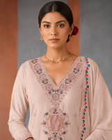 Light Peach Premium Roman Silk Suit 3 Piece
