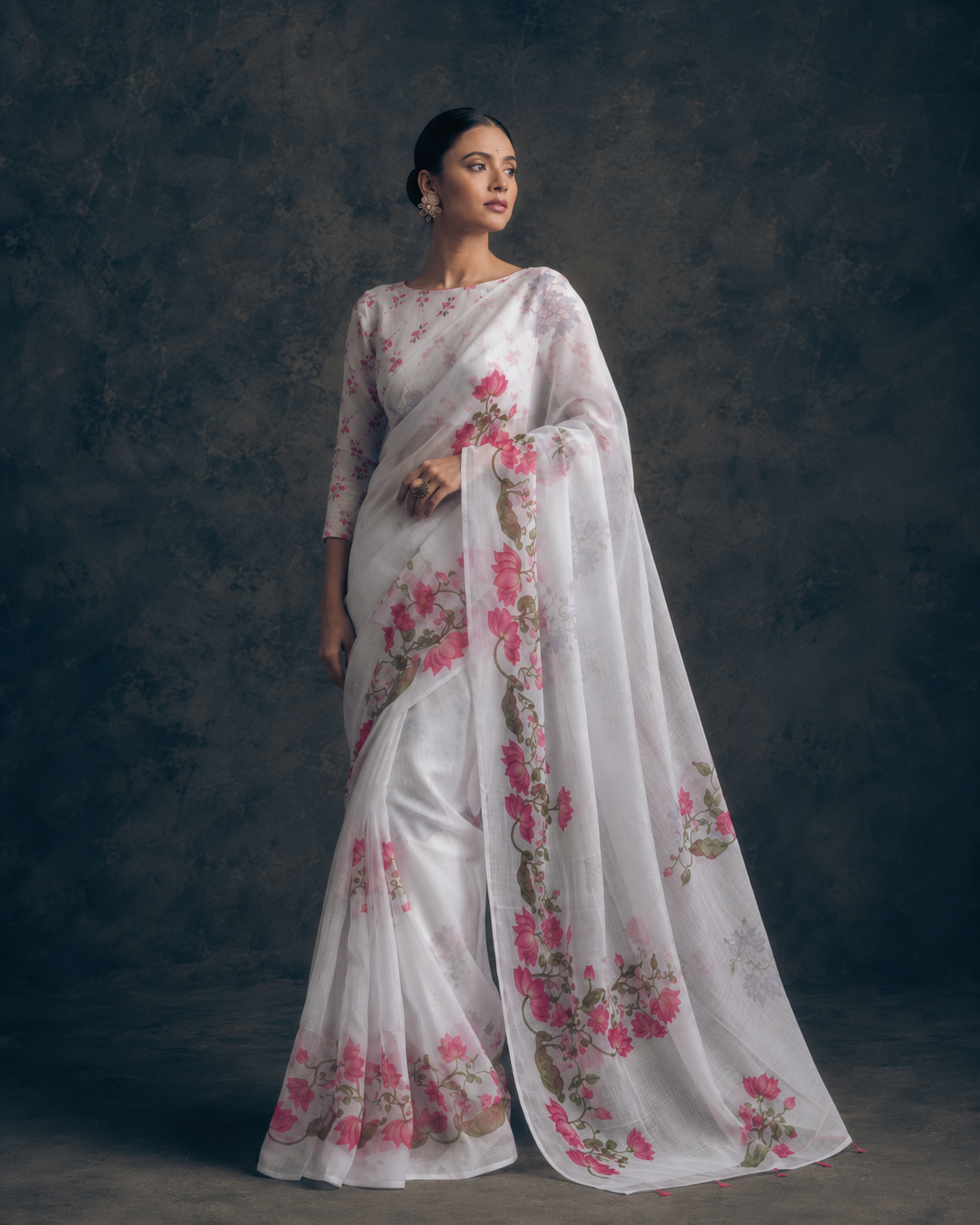 White Premium Cotton Saree
