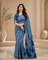 Indigo Premium Linen Cotton Saree