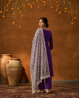 Violet Premium Roman Silk Suit 3 Piece