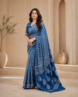 Indigo Premium Linen Cotton Saree