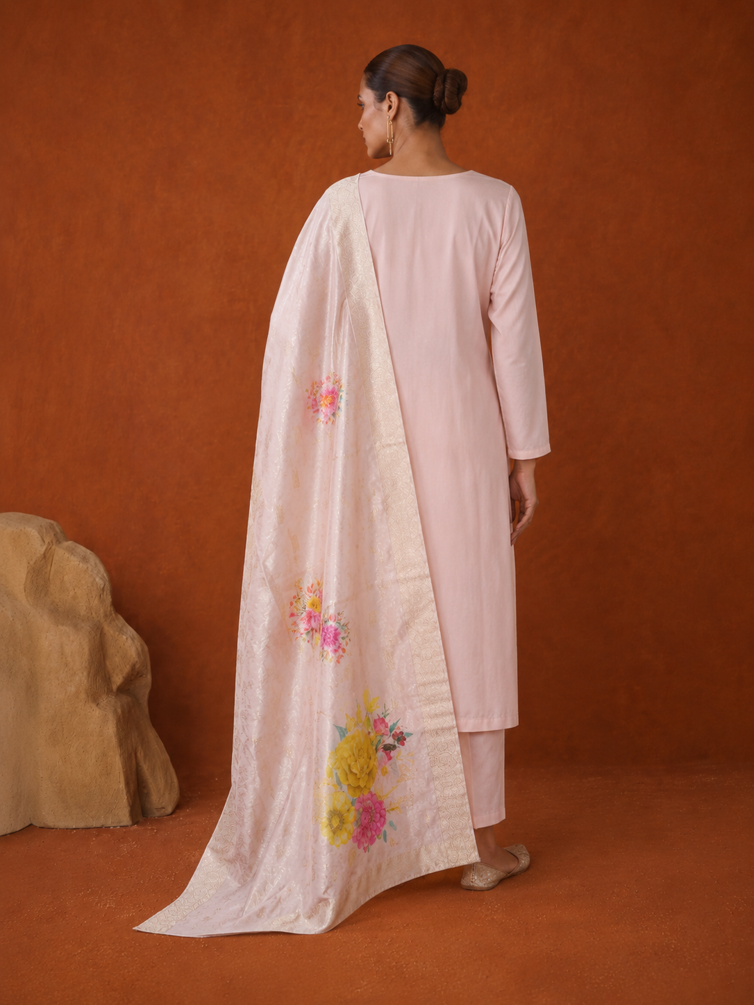 Light Peach Premium Roman Silk Suit 3 Piece