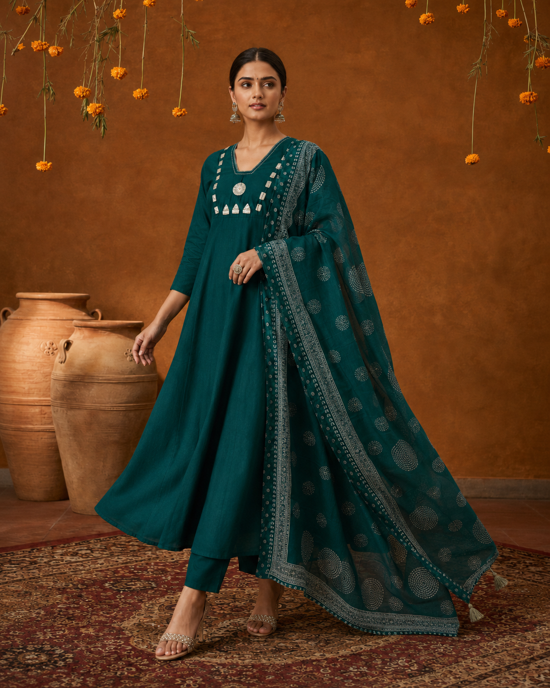 Morpich Green Pure Cotton Suit 3 Piece